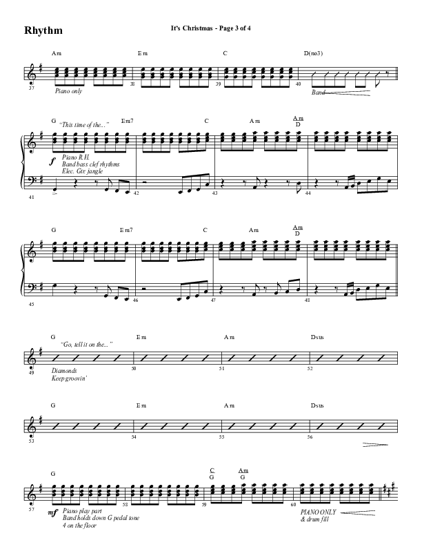 It's Christmas (Choral Anthem SATB) Rhythm Chart (Word Music Choral / Arr. Daniel Semsen)