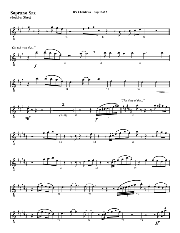 It's Christmas (Choral Anthem SATB) Soprano Sax (Word Music Choral / Arr. Daniel Semsen)