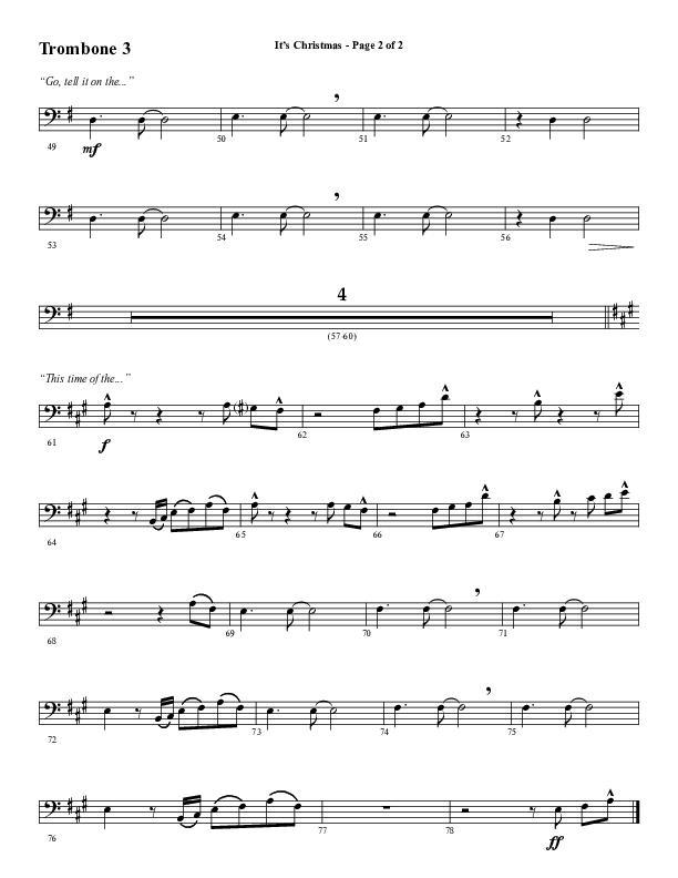 It's Christmas (Choral Anthem SATB) Trombone 3 (Word Music Choral / Arr. Daniel Semsen)