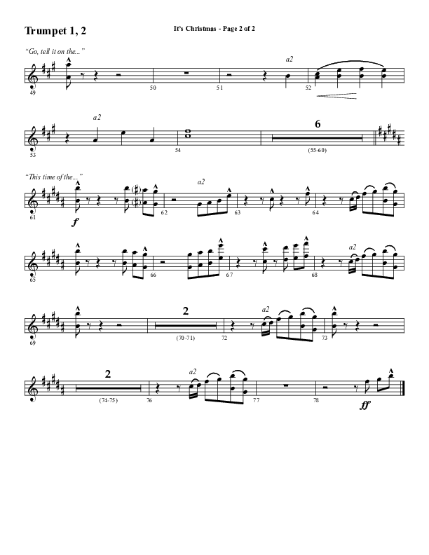 It's Christmas (Choral Anthem SATB) Trumpet 1,2 (Word Music Choral / Arr. Daniel Semsen)