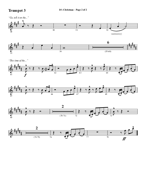 It's Christmas (Choral Anthem SATB) Trumpet 3 (Word Music Choral / Arr. Daniel Semsen)