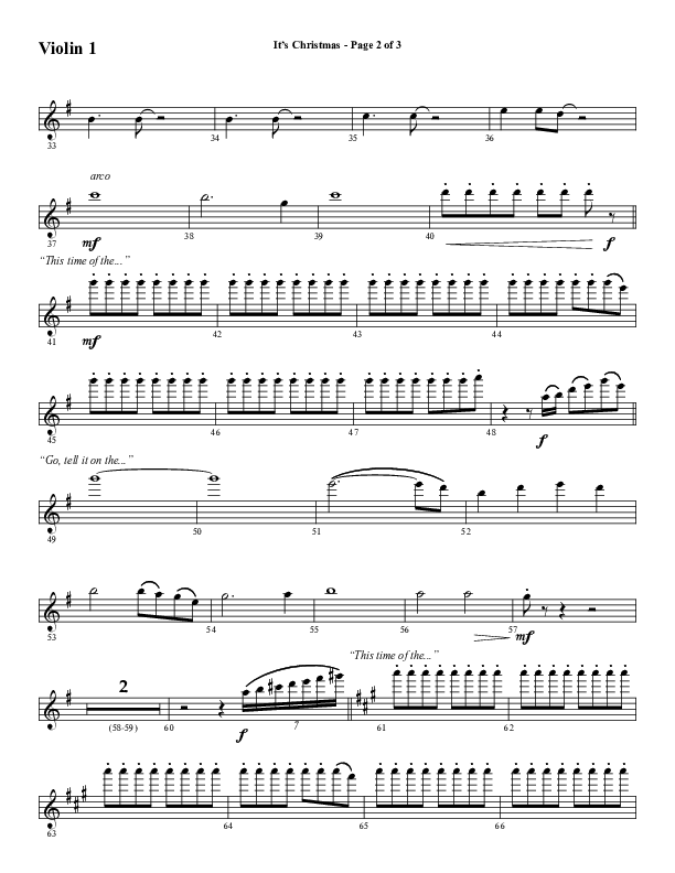 It's Christmas (Choral Anthem SATB) Violin 1 (Word Music Choral / Arr. Daniel Semsen)
