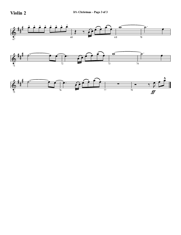 It's Christmas (Choral Anthem SATB) Violin 2 (Word Music Choral / Arr. Daniel Semsen)