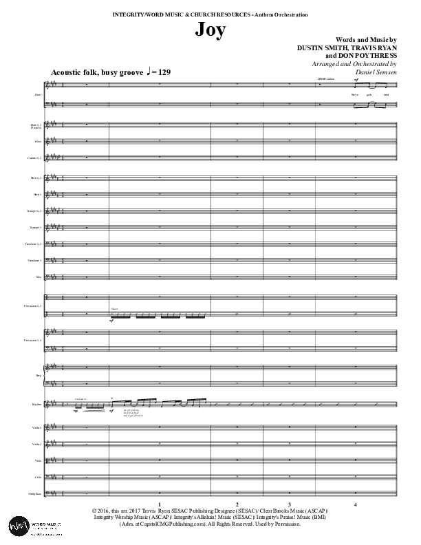 Joy (Choral Anthem SATB) Orchestration (Word Music Choral / Arr. Daniel Semsen)
