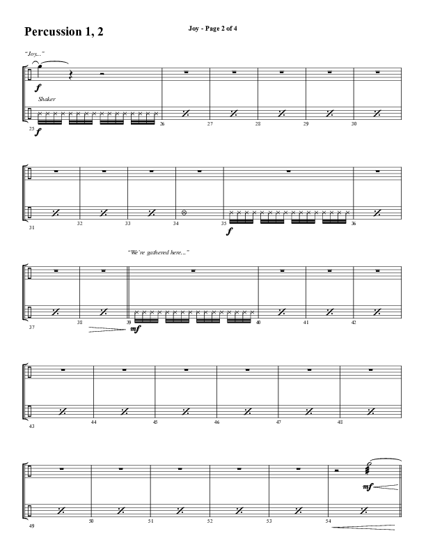 Joy (Choral Anthem SATB) Percussion 1/2 (Word Music Choral / Arr. Daniel Semsen)