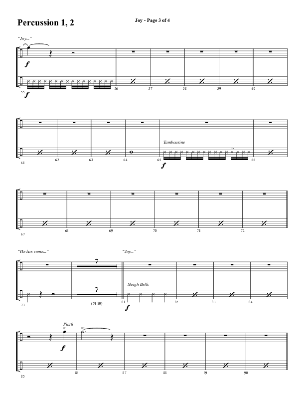 Joy (Choral Anthem SATB) Percussion 1/2 (Word Music Choral / Arr. Daniel Semsen)
