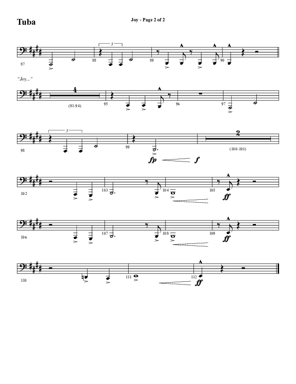 Joy (Choral Anthem SATB) Tuba (Word Music Choral / Arr. Daniel Semsen)