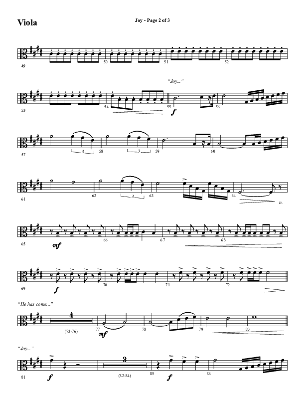 Joy (Choral Anthem SATB) Viola (Word Music Choral / Arr. Daniel Semsen)