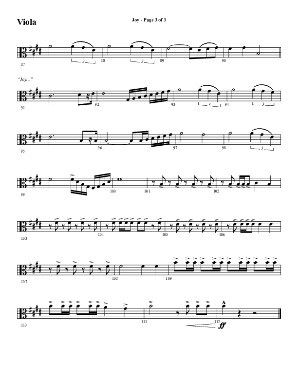 Joy (Choral Anthem SATB) Viola (Word Music Choral / Arr. Daniel Semsen)