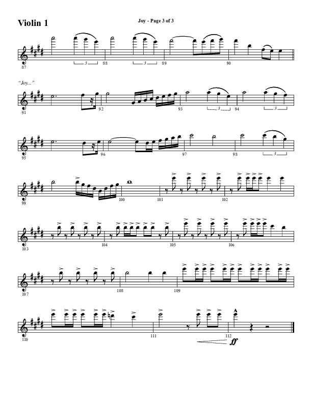 Joy (Choral Anthem SATB) Violin 2 (Word Music Choral / Arr. Daniel Semsen)
