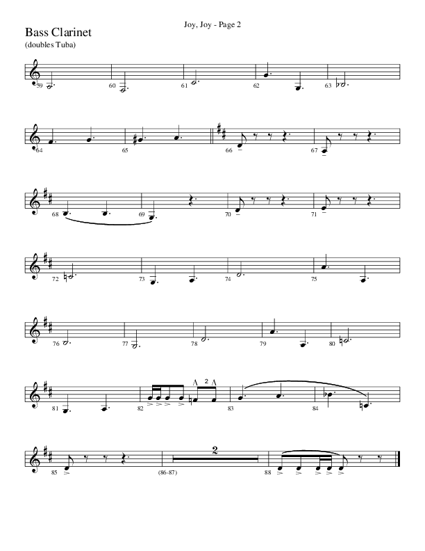Joy Joy (Choral Anthem SATB) Bass Clarinet (Word Music Choral / Arr. Mike Speck / Arr. Lari Goss / Arr. Danny Zaloudik)