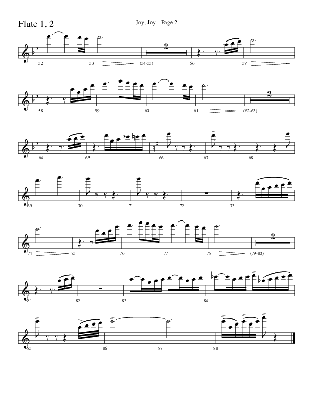 Joy Joy (Choral Anthem SATB) Flute 1/2 (Word Music Choral / Arr. Mike Speck / Arr. Lari Goss / Arr. Danny Zaloudik)