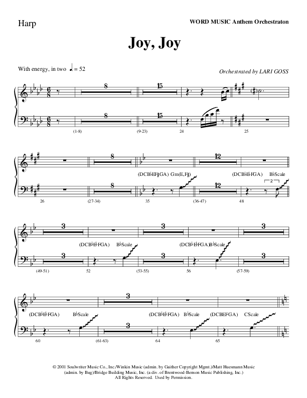 Joy Joy (Choral Anthem SATB) Harp (Word Music Choral / Arr. Mike Speck / Arr. Lari Goss / Arr. Danny Zaloudik)
