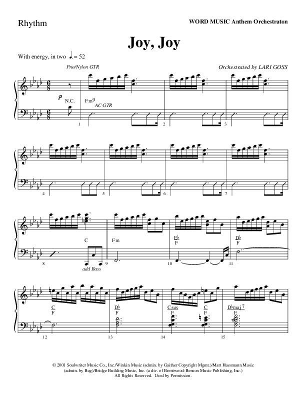 Joy Joy (Choral Anthem SATB) Rhythm Chart (Word Music Choral / Arr. Mike Speck / Arr. Lari Goss / Arr. Danny Zaloudik)
