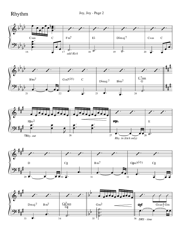 Joy Joy (Choral Anthem SATB) Rhythm Chart (Word Music Choral / Arr. Mike Speck / Arr. Lari Goss / Arr. Danny Zaloudik)