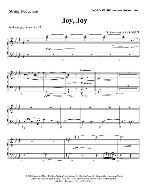 Joy Joy (Choral Anthem SATB) String Reduction (Word Music Choral / Arr. Mike Speck / Arr. Lari Goss / Arr. Danny Zaloudik)