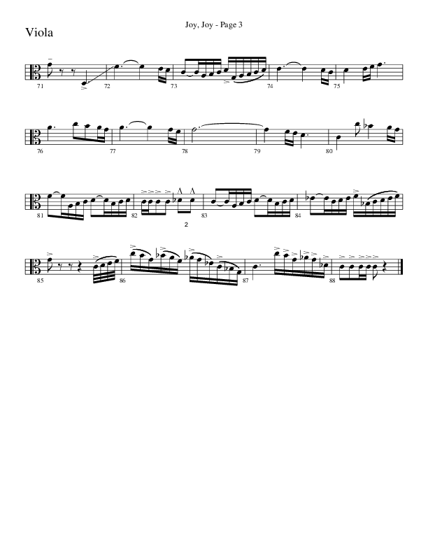 Joy Joy (Choral Anthem SATB) Viola (Word Music Choral / Arr. Mike Speck / Arr. Lari Goss / Arr. Danny Zaloudik)