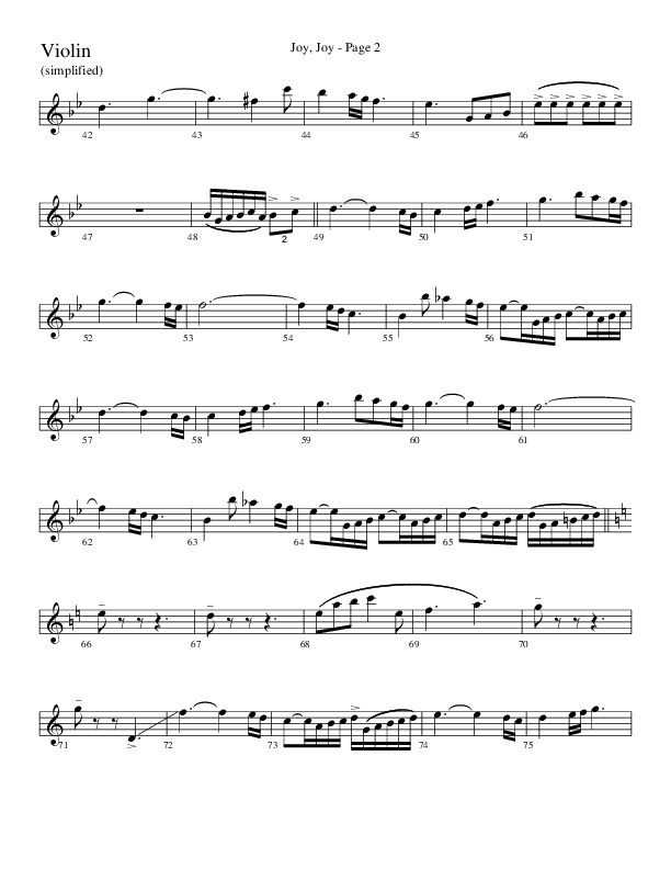 Joy Joy (Choral Anthem SATB) Violins (Word Music Choral / Arr. Mike Speck / Arr. Lari Goss / Arr. Danny Zaloudik)