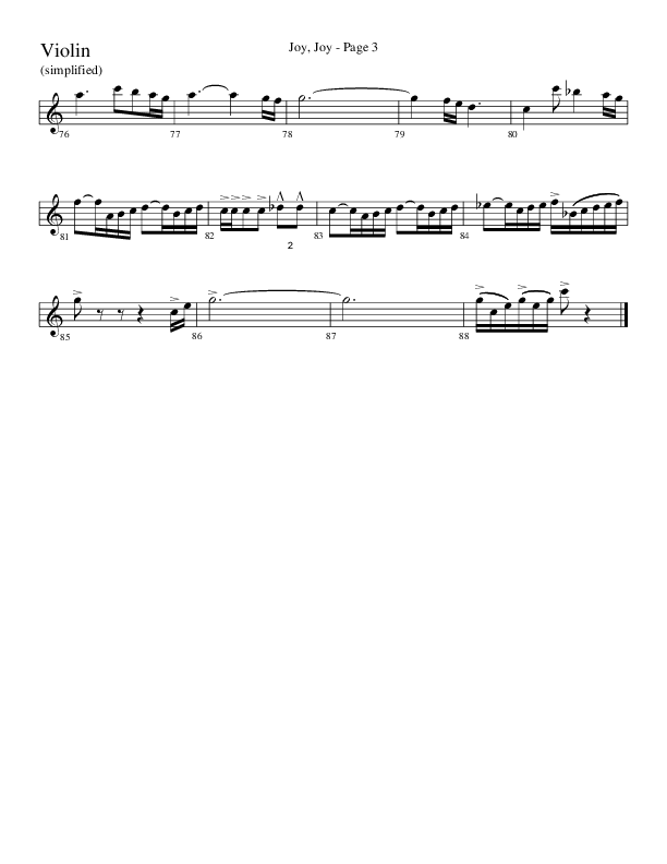 Joy Joy (Choral Anthem SATB) Violins (Word Music Choral / Arr. Mike Speck / Arr. Lari Goss / Arr. Danny Zaloudik)