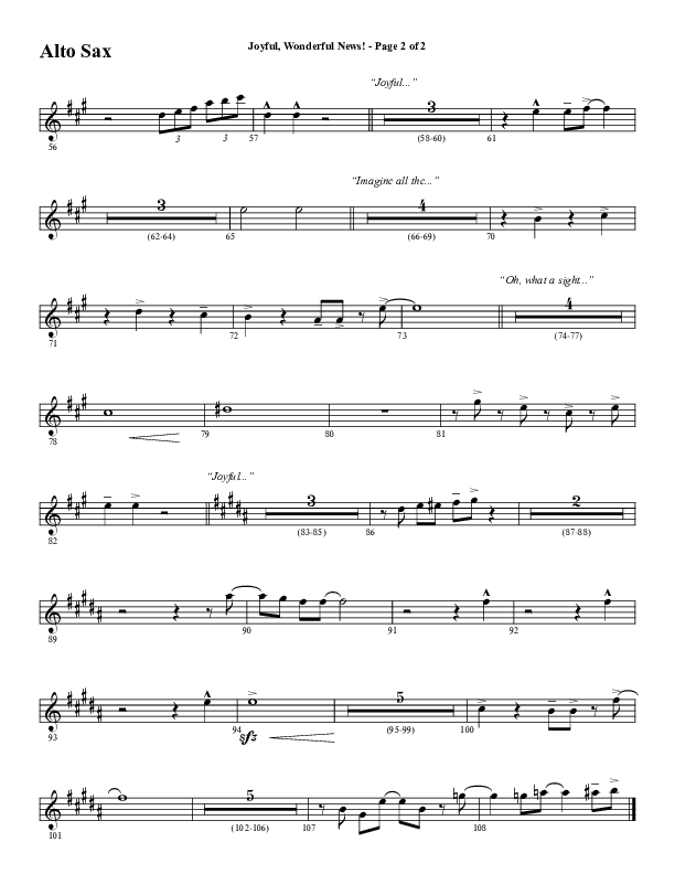 Joyful Wonderful News (Choral Anthem SATB) Alto Sax (Word Music Choral / Arr. Steve Mauldin)