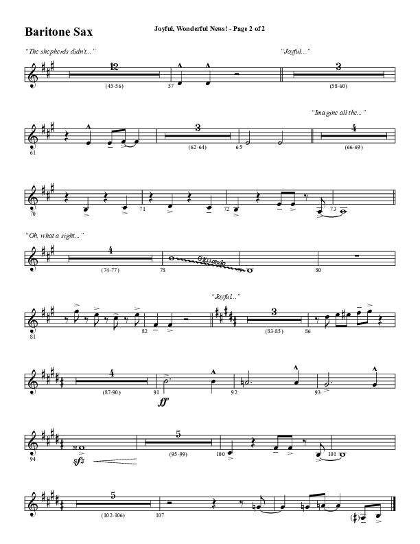 Joyful Wonderful News (Choral Anthem SATB) Bari Sax (Word Music Choral / Arr. Steve Mauldin)