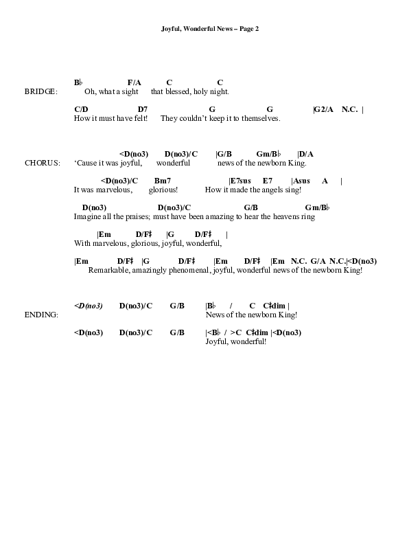 Joyful Wonderful News (Choral Anthem SATB) Chord Chart (Word Music Choral / Arr. Steve Mauldin)