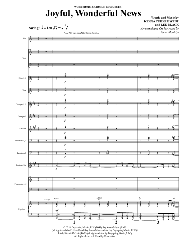 Joyful Wonderful News (Choral Anthem SATB) Conductor's Score (Word Music Choral / Arr. Steve Mauldin)