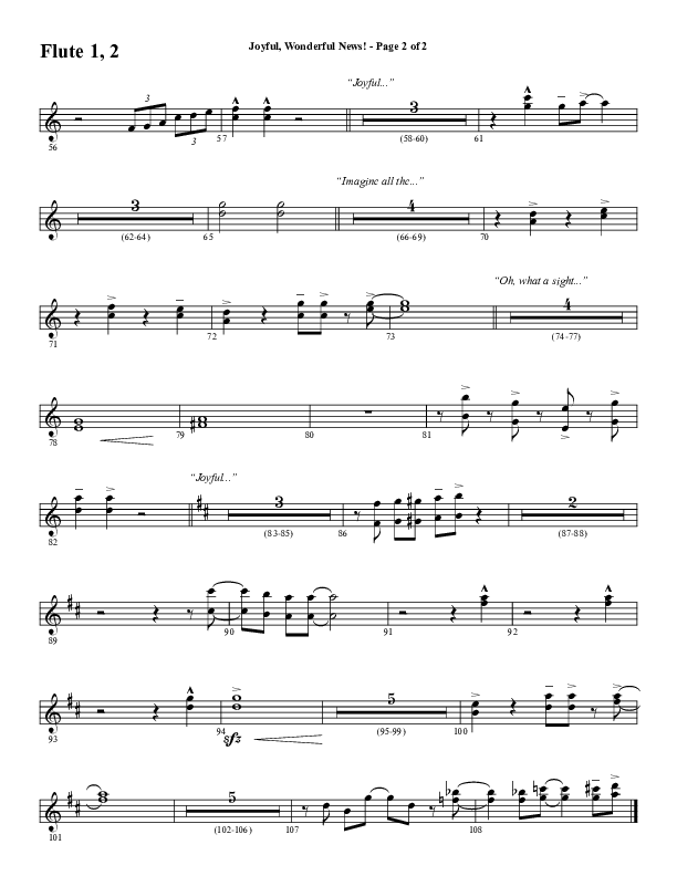 Joyful Wonderful News (Choral Anthem SATB) Flute 1/2 (Word Music Choral / Arr. Steve Mauldin)
