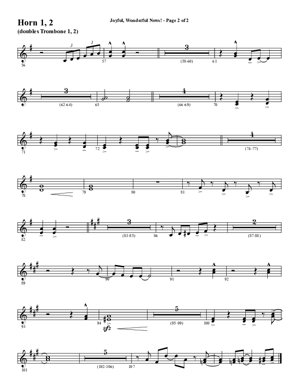 Joyful Wonderful News (Choral Anthem SATB) French Horn 1/2 (Word Music Choral / Arr. Steve Mauldin)