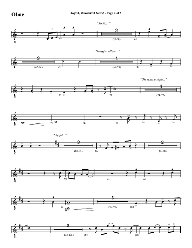 Joyful Wonderful News (Choral Anthem SATB) Oboe (Word Music Choral / Arr. Steve Mauldin)