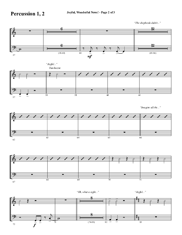 Joyful Wonderful News (Choral Anthem SATB) Percussion 1/2 (Word Music Choral / Arr. Steve Mauldin)