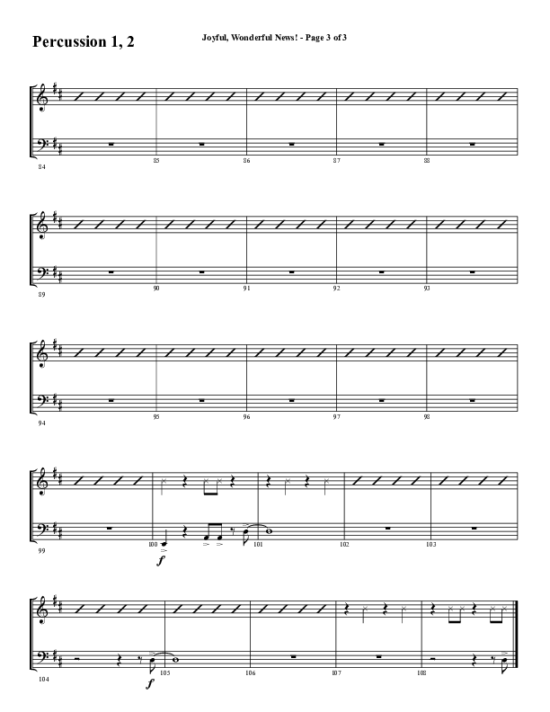 Joyful Wonderful News (Choral Anthem SATB) Percussion 1/2 (Word Music Choral / Arr. Steve Mauldin)