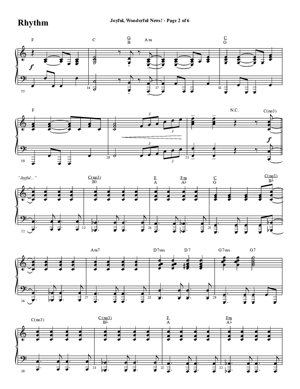 Joyful Wonderful News (Choral Anthem SATB) Rhythm Chart (Word Music Choral / Arr. Steve Mauldin)