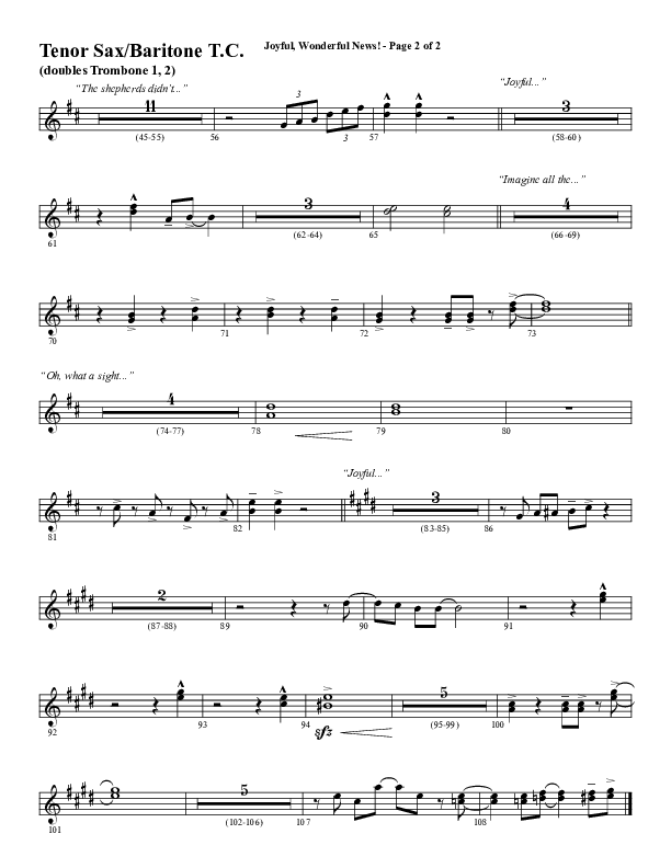Joyful Wonderful News (Choral Anthem SATB) Tenor Sax/Baritone T.C. (Word Music Choral / Arr. Steve Mauldin)