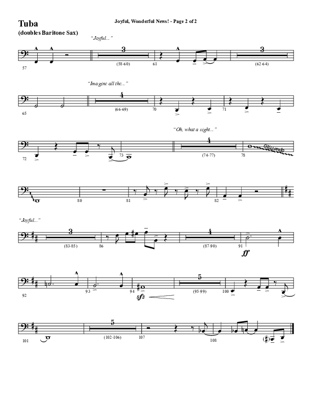 Joyful Wonderful News (Choral Anthem SATB) Tuba (Word Music Choral / Arr. Steve Mauldin)
