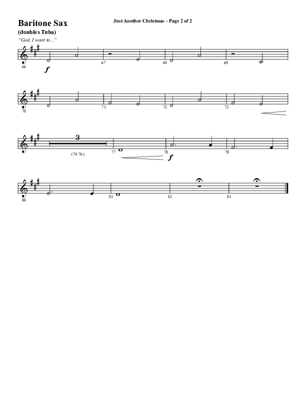 Just Another Christmas (Choral Anthem SATB) Bari Sax (Word Music Choral / Arr. David Wise / Arr. David Shipps)