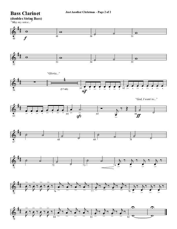 Just Another Christmas (Choral Anthem SATB) Bass Clarinet (Word Music Choral / Arr. David Wise / Arr. David Shipps)