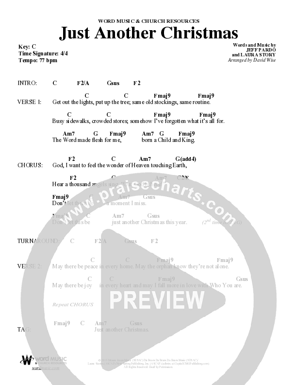 Just Another Christmas (Choral Anthem SATB) Chord Chart (Word Music Choral / Arr. David Wise / Arr. David Shipps)