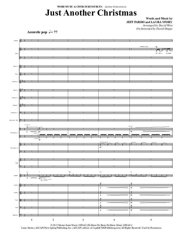 Just Another Christmas (Choral Anthem SATB) Orchestration (Word Music Choral / Arr. David Wise / Arr. David Shipps)