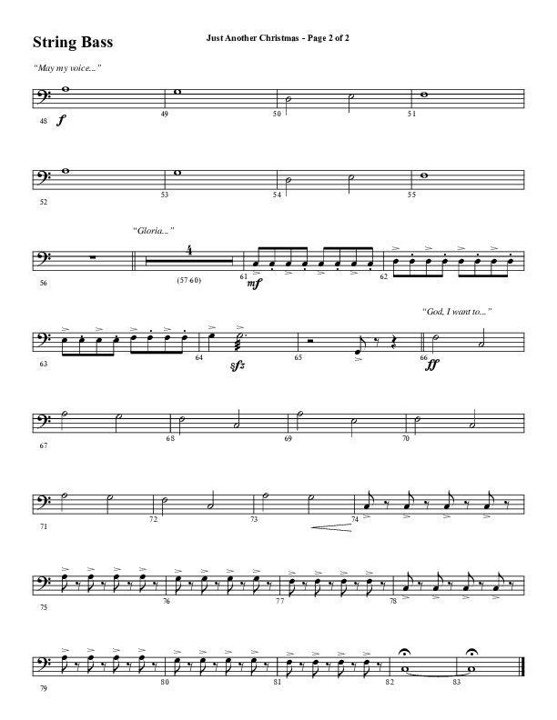 Just Another Christmas (Choral Anthem SATB) Double Bass (Word Music Choral / Arr. David Wise / Arr. David Shipps)
