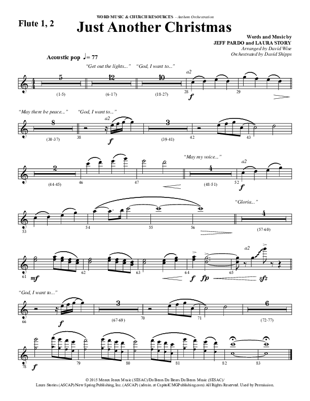 Just Another Christmas (Choral Anthem SATB) Flute 1/2 (Word Music Choral / Arr. David Wise / Arr. David Shipps)