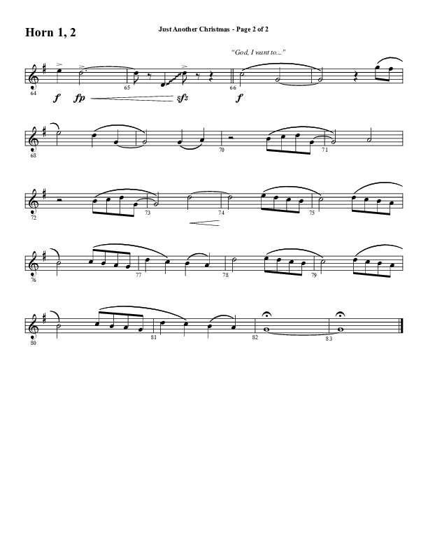 Just Another Christmas (Choral Anthem SATB) French Horn 1/2 (Word Music Choral / Arr. David Wise / Arr. David Shipps)