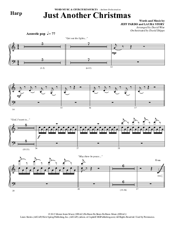 Just Another Christmas (Choral Anthem SATB) Harp (Word Music Choral / Arr. David Wise / Arr. David Shipps)