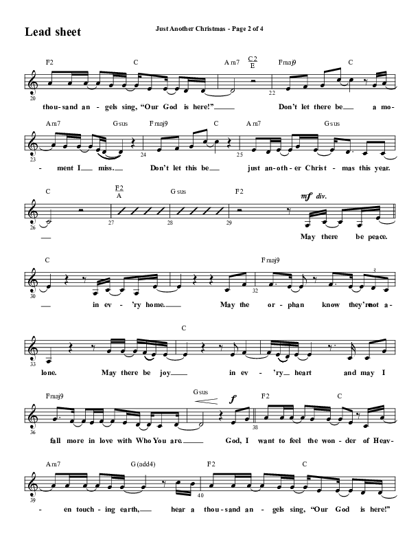 Just Another Christmas (Choral Anthem SATB) Lead Sheet (Melody) (Word Music Choral / Arr. David Wise / Arr. David Shipps)