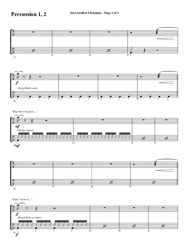Just Another Christmas (Choral Anthem SATB) Percussion 1/2 (Word Music Choral / Arr. David Wise / Arr. David Shipps)