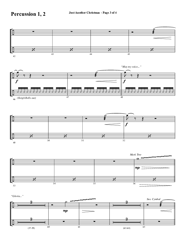 Just Another Christmas (Choral Anthem SATB) Percussion 1/2 (Word Music Choral / Arr. David Wise / Arr. David Shipps)