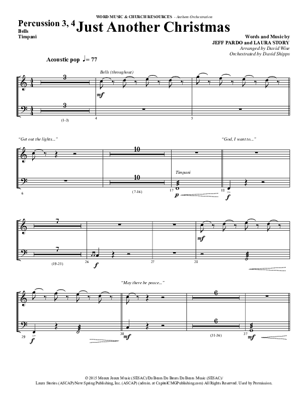 Just Another Christmas (Choral Anthem SATB) Percussion (Word Music Choral / Arr. David Wise / Arr. David Shipps)