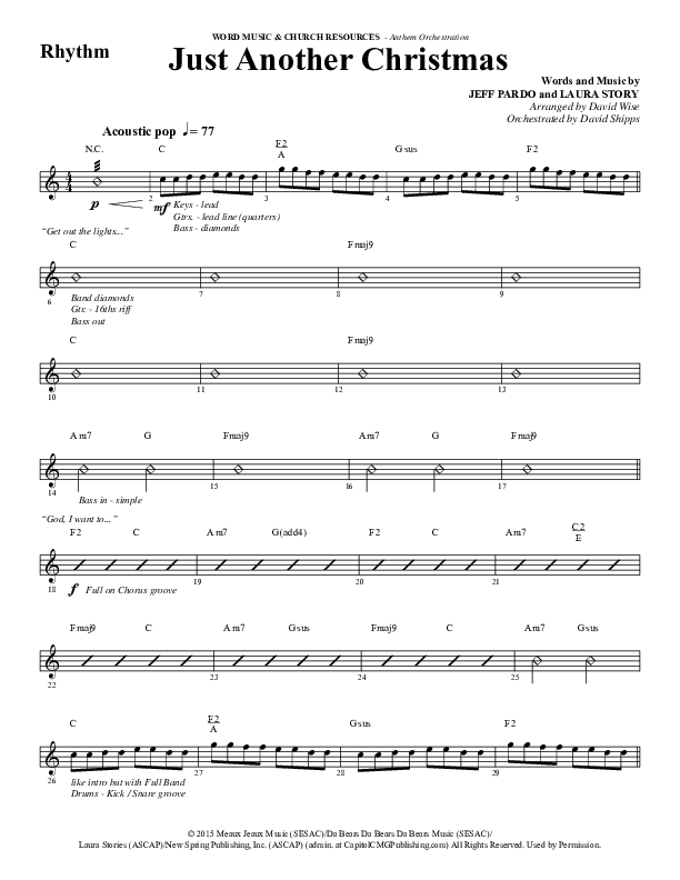 Just Another Christmas (Choral Anthem SATB) Rhythm Chart (Word Music Choral / Arr. David Wise / Arr. David Shipps)