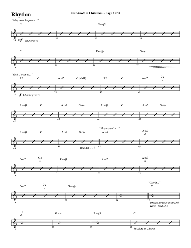 Just Another Christmas (Choral Anthem SATB) Rhythm Chart (Word Music Choral / Arr. David Wise / Arr. David Shipps)
