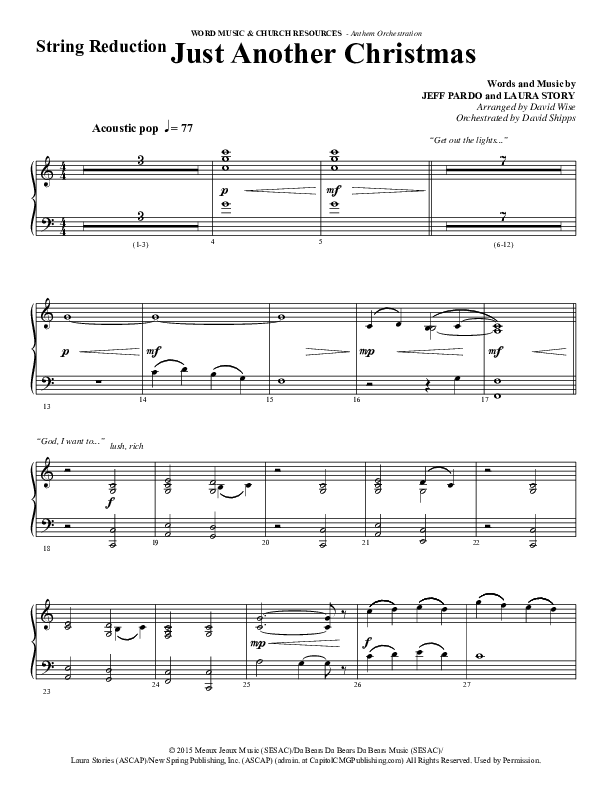 Just Another Christmas (Choral Anthem SATB) String Reduction (Word Music Choral / Arr. David Wise / Arr. David Shipps)